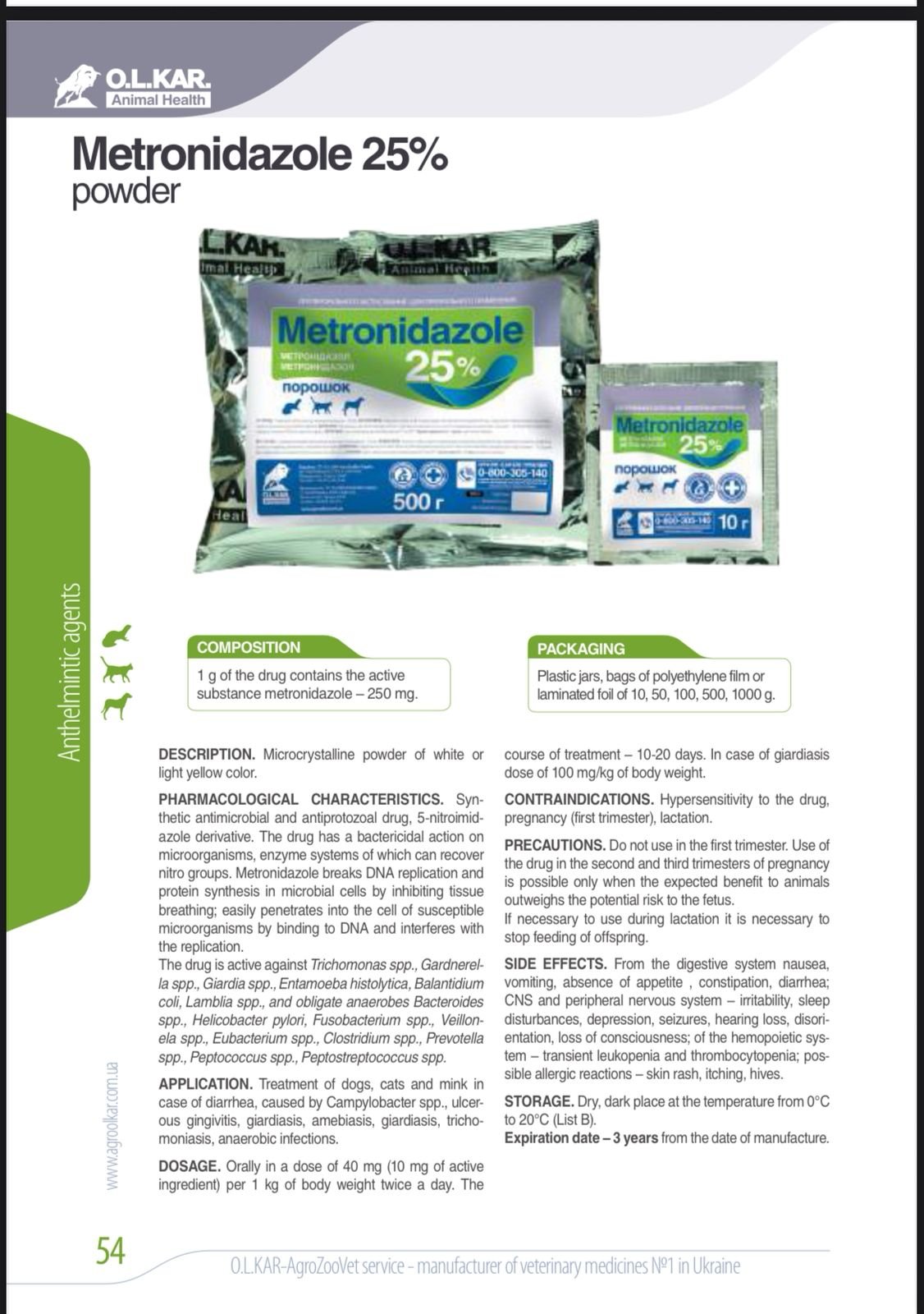 Metronidazole 25% Powder